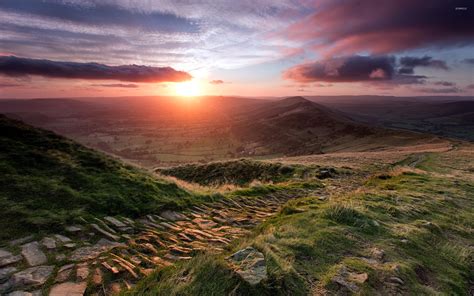 Red Sunset Light Above The Valley Wallpaper Nature Wallpapers 51281