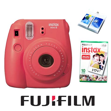 Fujifilm Fuji Instax Mini 8 Camera New Red Raspberry Color 10 Pcs