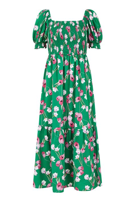 Yumi Green Floral Midi Dress