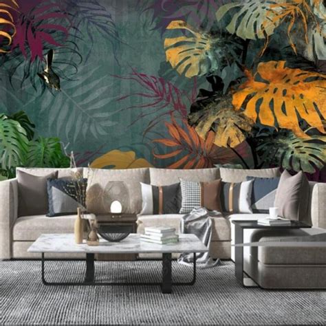 Custom Mural Wallpaper Tropical Plants Leaves Bvm Home