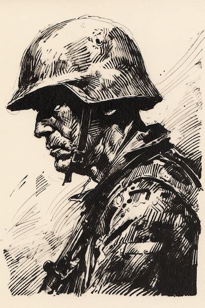 Premium Ai Image Rough Sketch Of Soldier From World War Ii