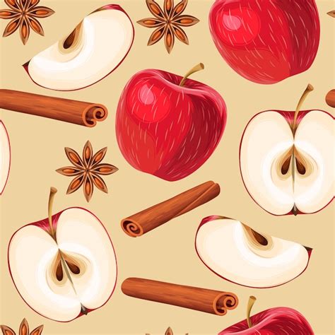 Premium Vector Vector Seamless Pattern With Red Apples And Spice