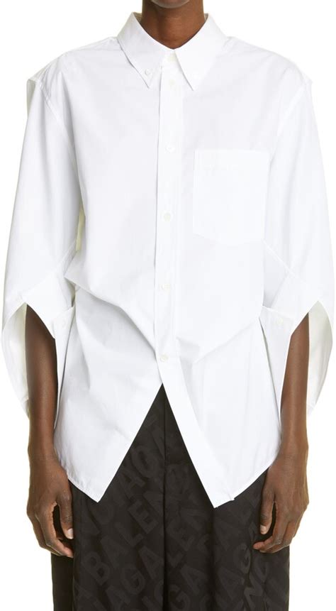 Balenciaga Swing Twisted Oversize Poplin Shirt Shopstyle Tops