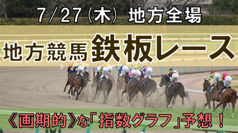 727木 地方競馬全場から鉄板レースを紹介【地方競馬 指数グラフ・予想・攻略】門別競馬、川崎競馬、名古屋競馬、園田競馬 競馬動画まとめ