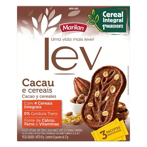 Biscoito Integral Cacau E Cereais Marilan Lev Caixa G Unidades