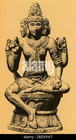 Hindu God Brahma With four Heads artistic and religious Sculpture at Tamil Nadu in India Stock ...