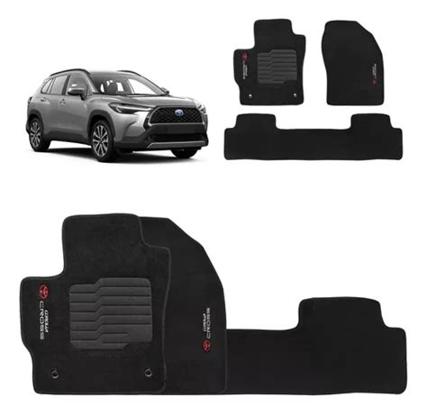 Kit Tapete Carpete Corolla Cross 2022 Preto Trava Original