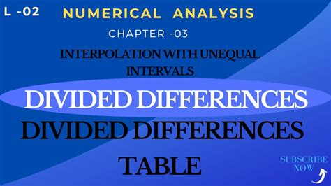 Video 31interpolation With Unequal Intervalsdivided Differences Table In Numerical Analysis