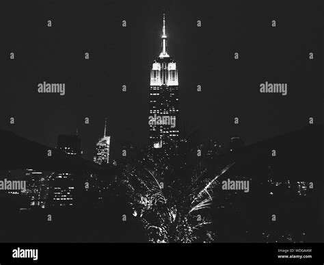 Illuminated Empire State Building At Night Stock Photo - Alamy