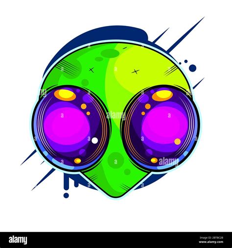 Alien Hand Drawn Vector Illustration Martian Showing Peace Sign