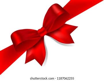 Decorative Red Bow Diagonally Ribbon On Stock Vector Royalty Free