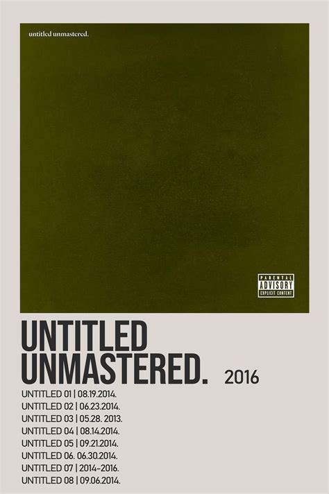 Untitled Unmastered By Kendrick Lamar Minimalist Album Poster Kendrick Lamar Album Cover