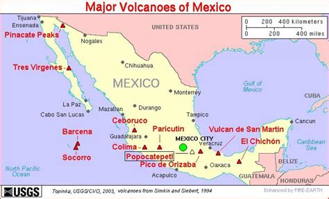 Mexico Volcano Map Map Of Mexico Volcano Central America Americas