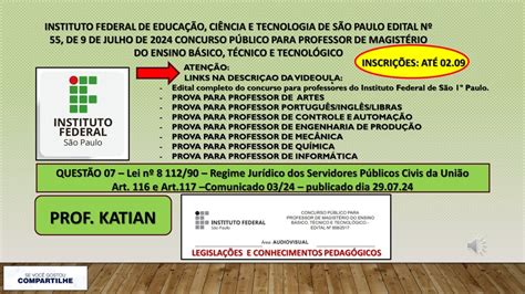 IFSP Questão Legislação Educacional Lei 8 112 90 Artigos 116 e 117