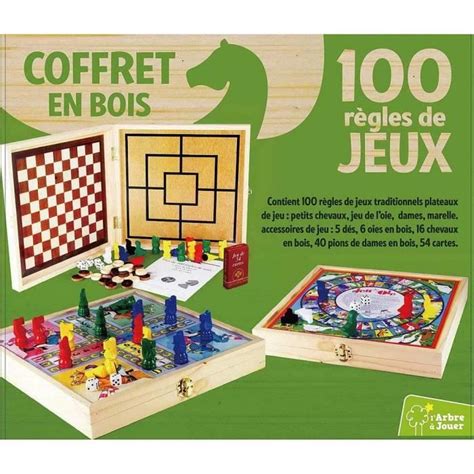 Bebeboutik JEUJURA Coffret Bois 100 Jeux de société traditionnels