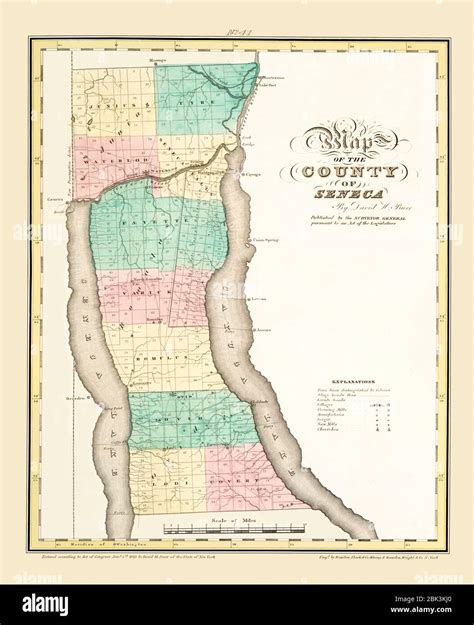 Seneca County New York 1829 Historic Map Restoration Shows Churches