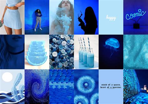 Blue Wall Collage Kit Blue Aesthetic Photo Collage Boujee Blue Room