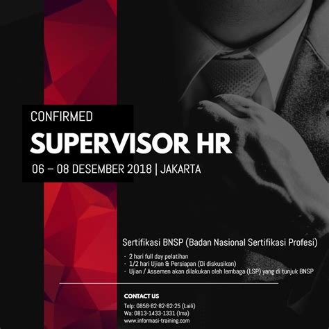 Supervisor Hr Sertifikasi Bnsp Available Online