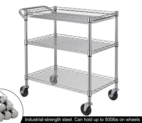 Finnhomy 3 Tier Heavy Duty Commercial Grade Utility Cart Wire Rolling