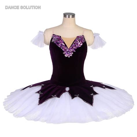 Professional Ballet Dance Tutu Dark Purple Velvet Bodice With 7 Layers