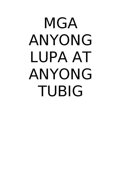 Mga Anyong Lupa At Anyong Tubig Mga Anyong Lupa At Anyong Tubig Anyong Lupa Ang Lupain Sa