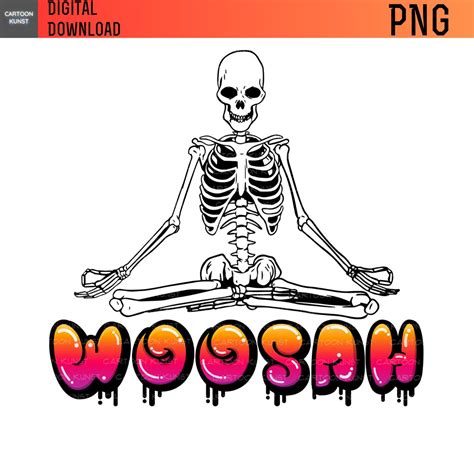 Woosah Meditation Skeleton Png Design Trendy Fall Vibes - Etsy