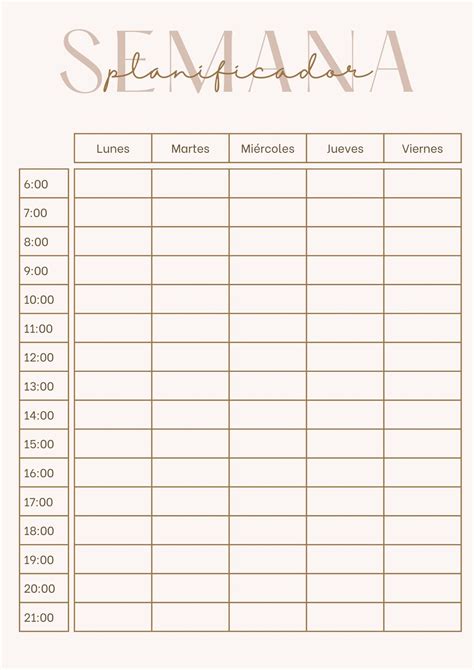 Plantilla De Horario Semanal Pdf