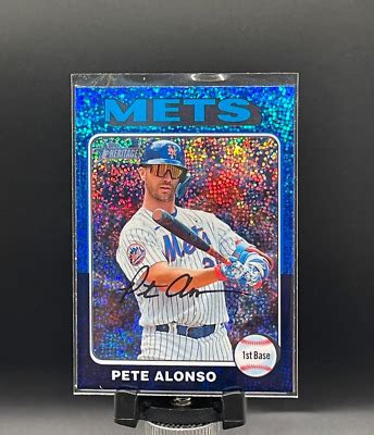 2024 Topps Heritage 410 Pete Alonso Chrome Blue Sparkle Refractor