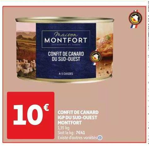 Promo Confit De Canard Igp Du Sud Ouest Montfort Chez Auchan