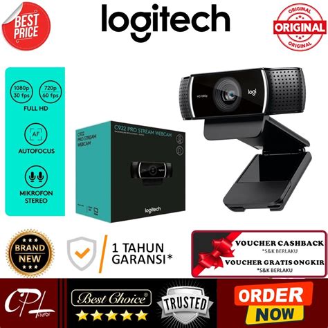 Jual Logitech C922 Pro Stream Webcam Full HD 1080p Dengan Autofocus