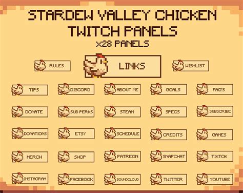 Stardew Valley Chickens Twitch Panels Pixel Twitch Panels Gaming Twitch