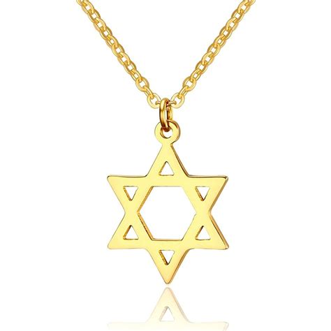 Dainty Gold Jewish Star Of David Pendant Necklace For Women Stainless