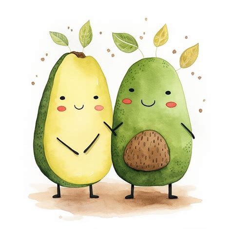 Premium Photo | A cute couple avocado clipart