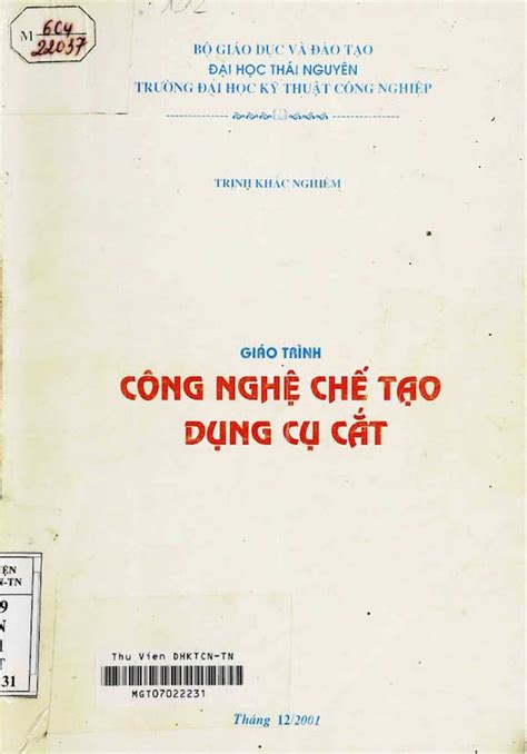 Giáo trình công nghệ chế tạo dụng cụ cắt Giáo trình PDF Thư Viện Sách