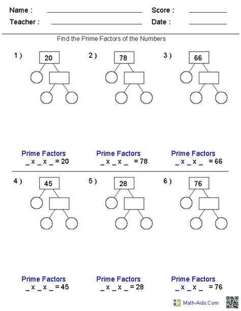 Common Factors Worksheet Grade