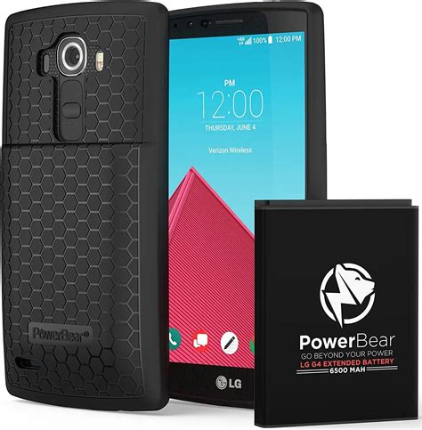 باتری تمدید شده PowerBear LG G4 6500 میلی آمپر ساعت با کاور و کیس