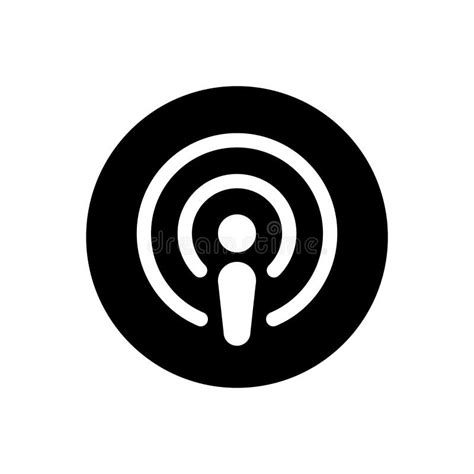 Apple Podcast Icon Vector On Black Circle Podcasting Sign Symbol Stock