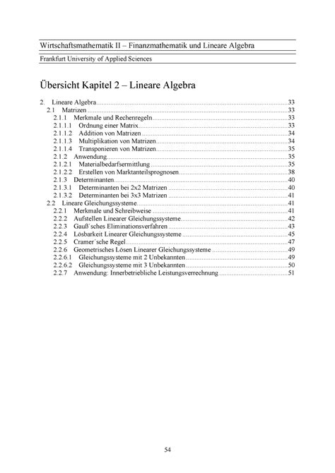 Skript Mathe Kap Lineare Algebra Wirtschaftsmathematik Ii