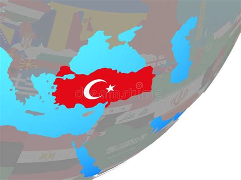 Map Of Turkey With Flag On Globe Stock Illustration Illustration Of