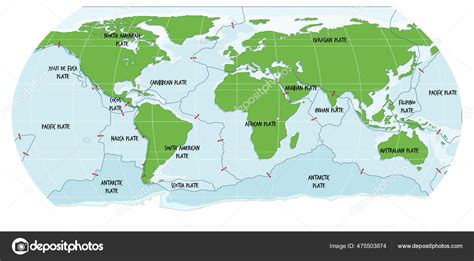 Carte Monde Montrant L Illustration Des Limites Des Plaques Tectoniques