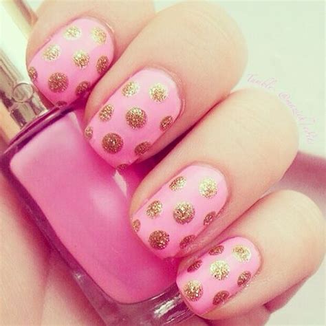 Fancy Nails, Gold Nails, Trendy Nails, Pink Nails, Polka Dot Nails ...