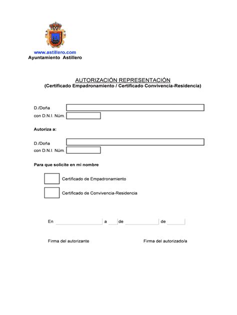 Completable En L Nea Astillero Autorizacin Representacin Certificado