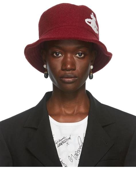 Vivienne Westwood Wool Logo Bucket Hat In Bordeaux Brown Lyst