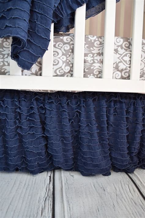 Navy Crib Skirt Navy Blue Crib Skirt Blue Crib Skirt | Etsy