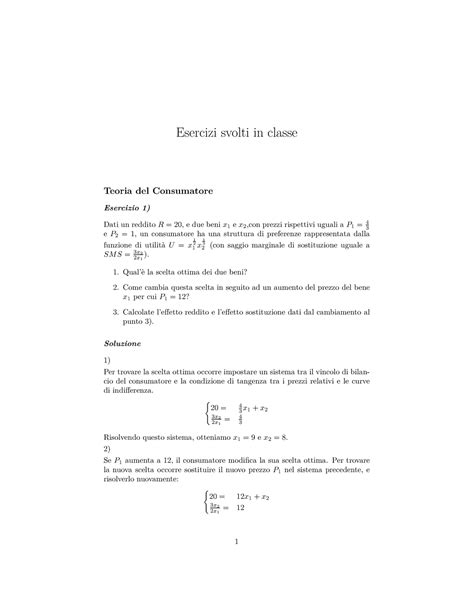 Esercizi Svolti In Classe Esercizi Svolti In Classe Teoria Del