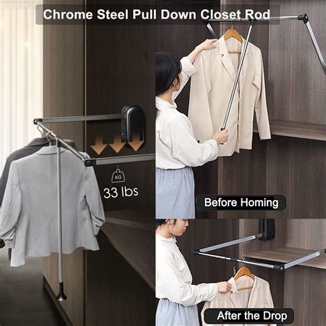 Uyoyous Adjustable Pull Down Closet Rod Heavy Duty Hanger India Ubuy