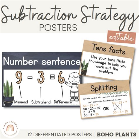 Subtraction Strategy Posters | Rustic BOHO PLANTS decor - Miss Jacobs ...