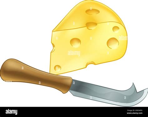 Schweizer Käse Und Messer Cartoon Illustration Stock Vektorgrafik Alamy