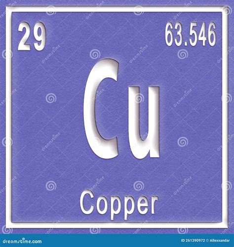 Copper Chemical Element Sign With Atomic Number And Atomic Weight