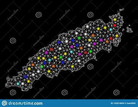 Mesh Polygonal Map Da Ilha De Tobago Os Pontos Claros Coloridos